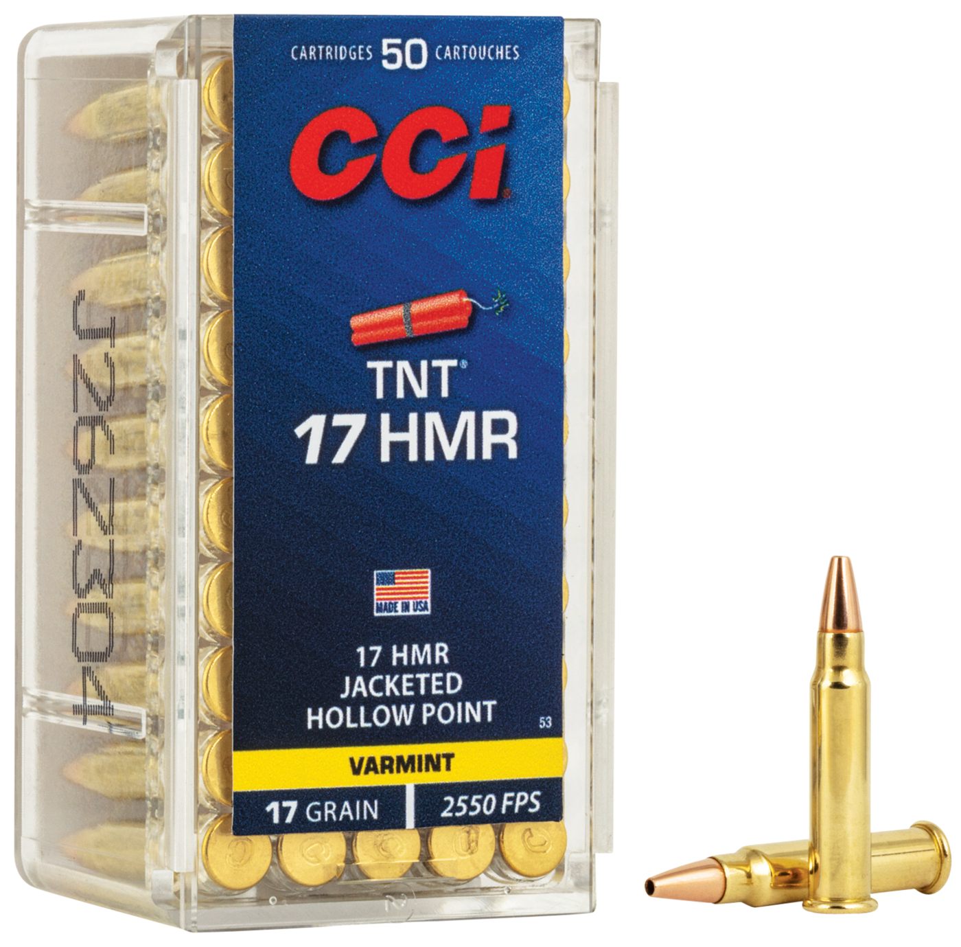 CCI Ammunition 0053 TNT 17HMR 17gr Jacketeded Hollow Point 50 Per Box/40 Ca
