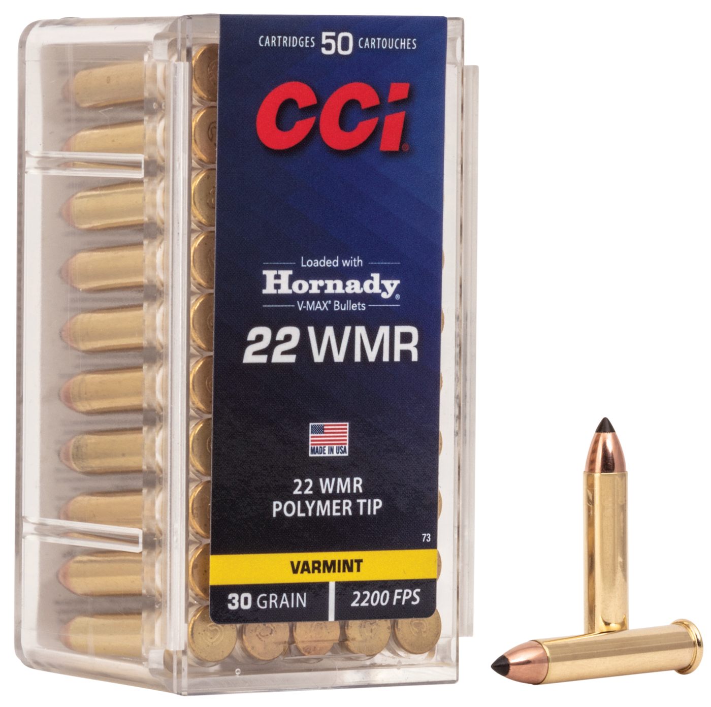 CCI Ammunition V-MAX Rimfire .22 WMR 30 gr Poly Tip 2200 fps 50/ct