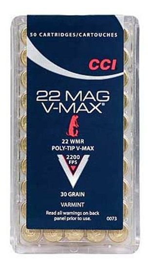 CCI Ammunition V-MAX Rimfire .22 WMR 30 gr Poly Tip 2200 fps 50/ct view 2