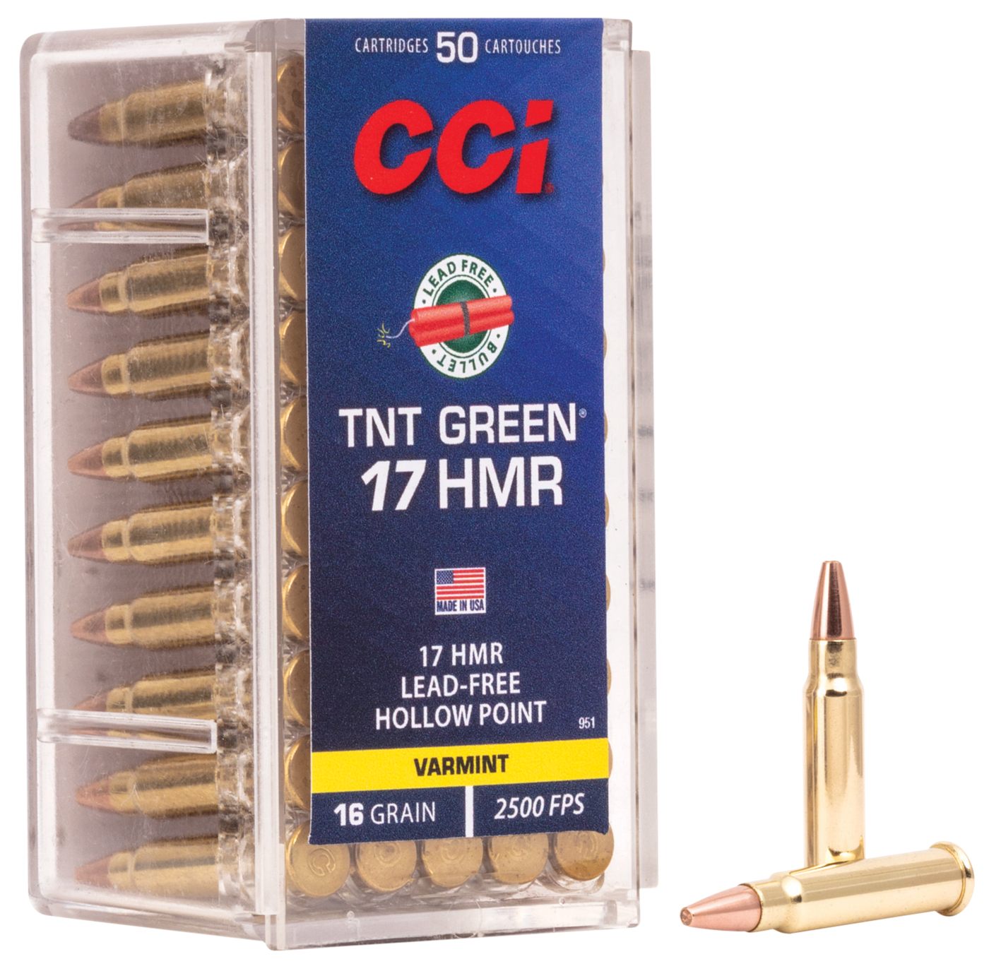 CCI 951 TNT Green 17HMR 16gr Speer Hollow Point 50 Per Box/40 Case