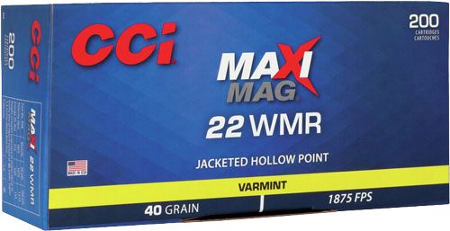 CCI 958 Maxi-Mag Varmint 22WMR 40gr Jacketed Hollow Point 200 Per Box/10 Ca view 2