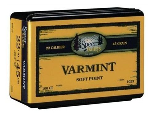 Speer Varmint Soft Point Rifle Bullets .224 cal .224in 45 gr JSP 100/ct view 2