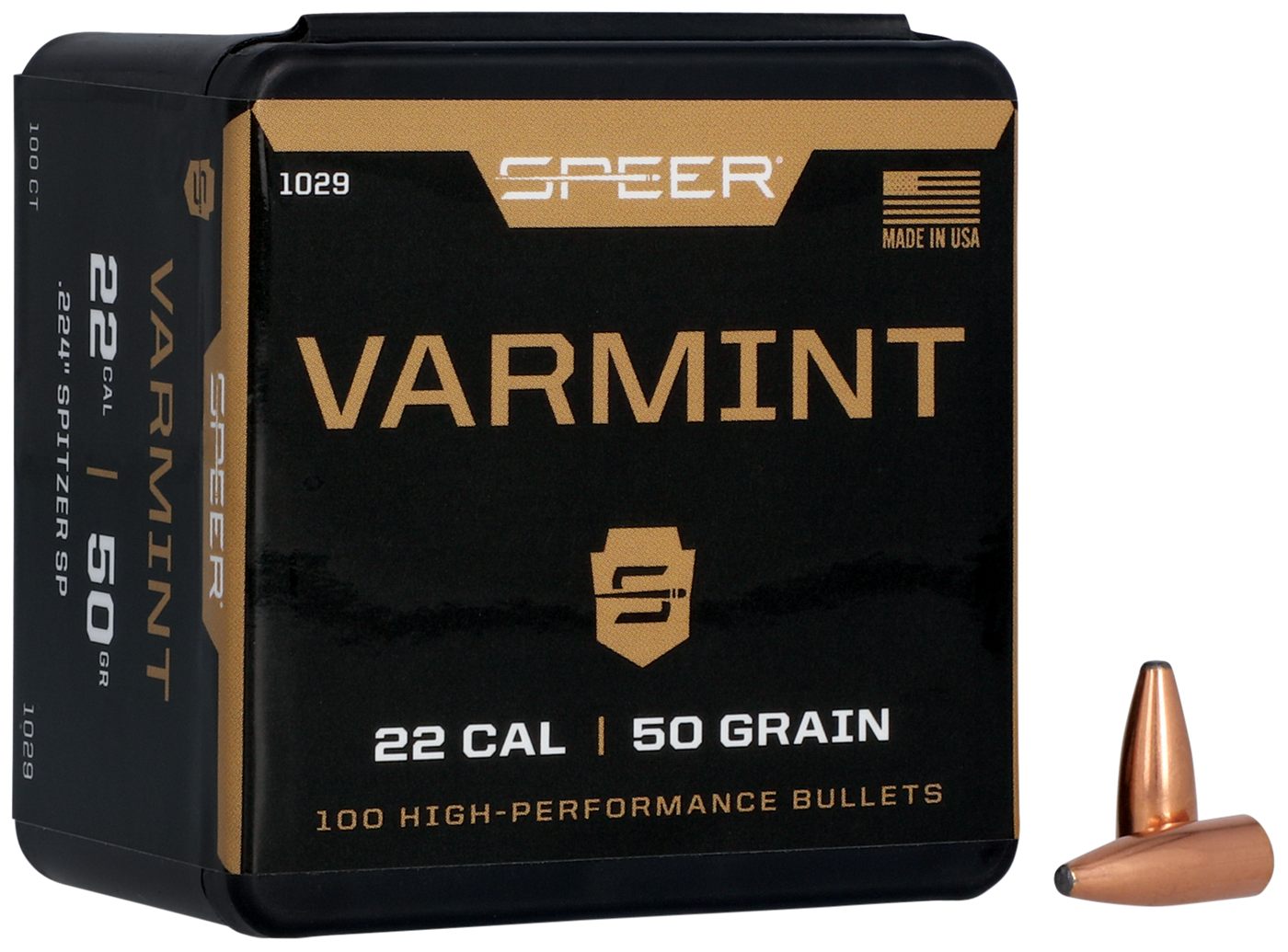Speer Varmint Soft Point Rifle Bullets .224 cal .224in 50 gr SSP 100/ct