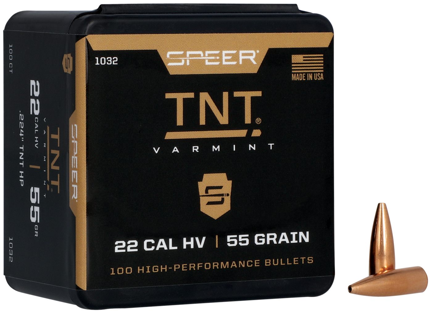 Speer 1032 TNT 22 Cal 55gr Jacketed Hollow Point 100 Per Box/5 Case