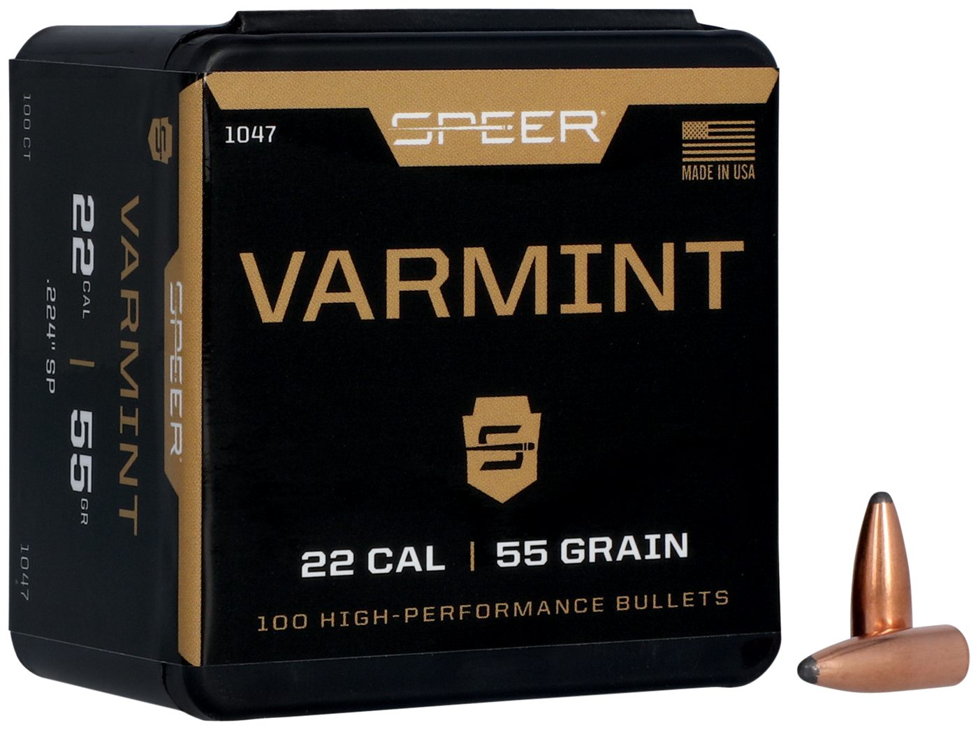 Speer Varmint Soft Point Rifle Bullets .224 cal .224in 55 gr JSP 100/ct