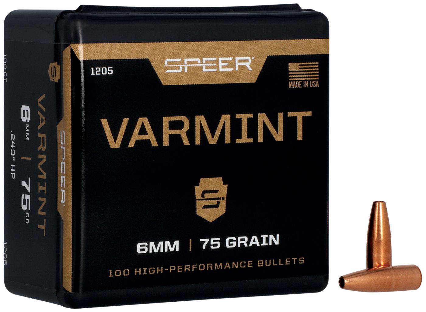 Speer 1205 Varmint 6mm 75gr Jacketed Hollow Point 100 Per Box/5 Case