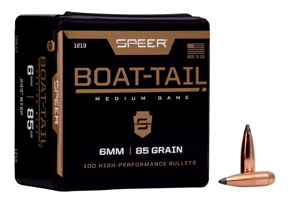 Speer 1213 Boat-Tail 6mm 85gr Jacketed Soft Point 100 Per Box/5 Case