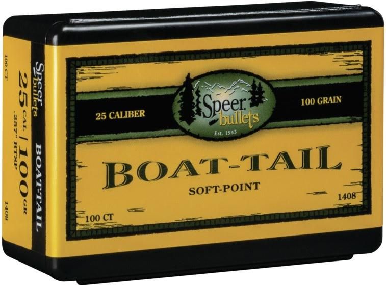 Speer Boat Tail Rifle Bullets .25 cal .257in 100 gr SBT 100/ct