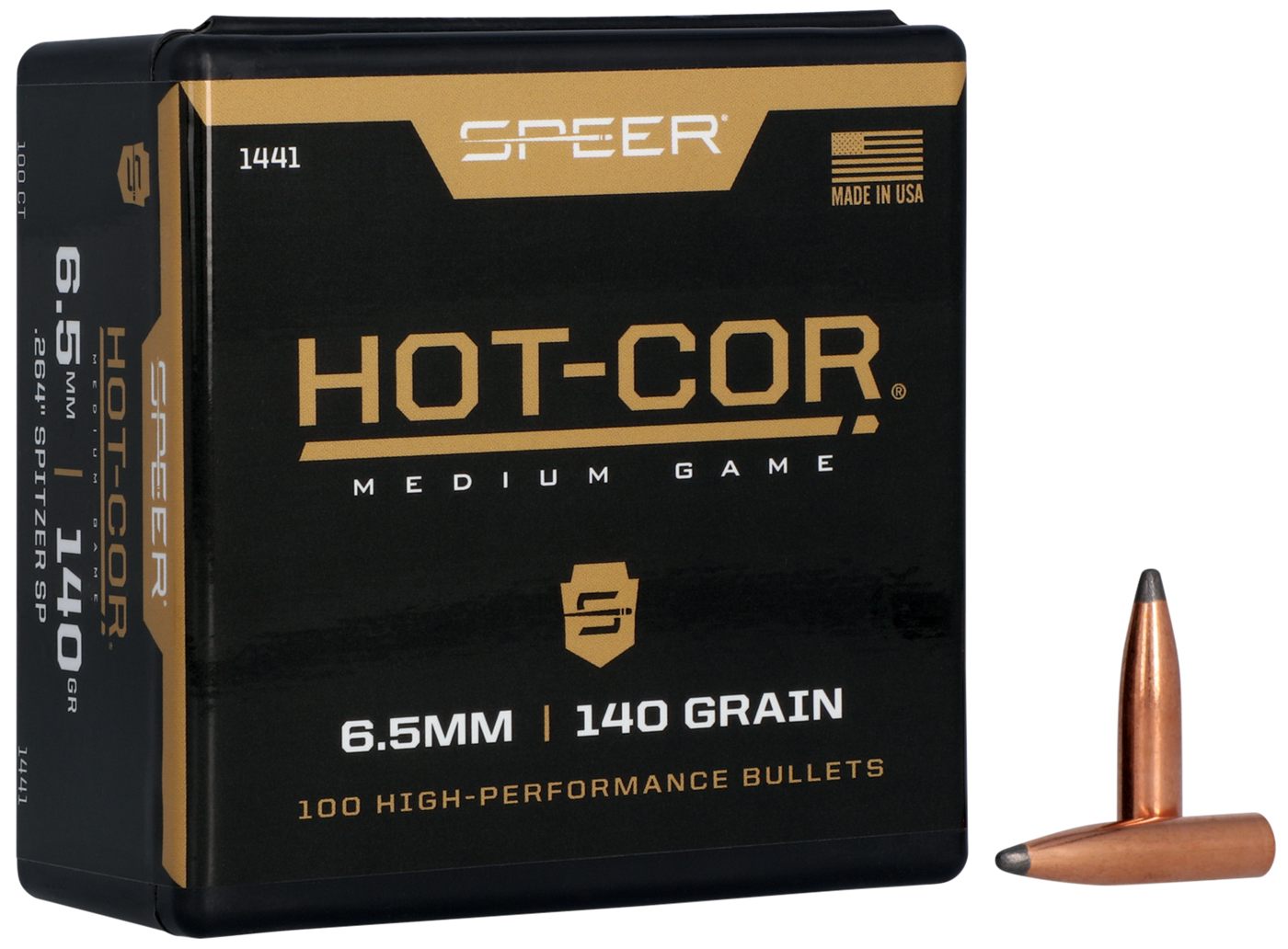 Speer 1441 Hot-Cor 264 Cal 140gr Spitzer Soft Point 100 Per Box/5 Case