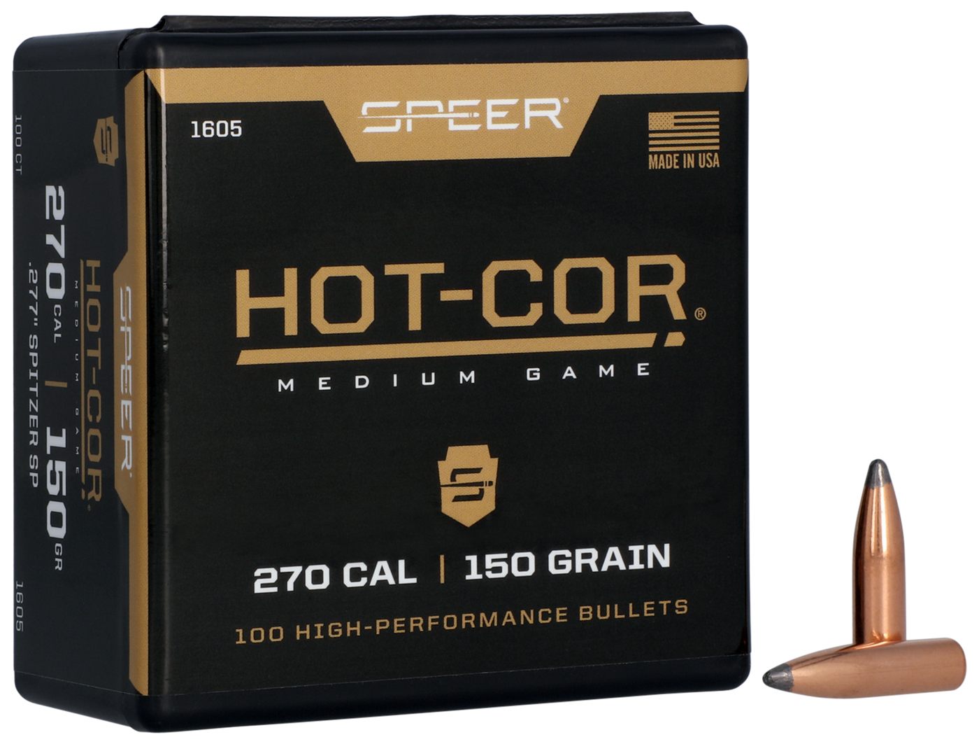Speer 1605 Hot-Cor 277 Cal 150gr Spitzer Soft Point 100 Per Box/5 Case