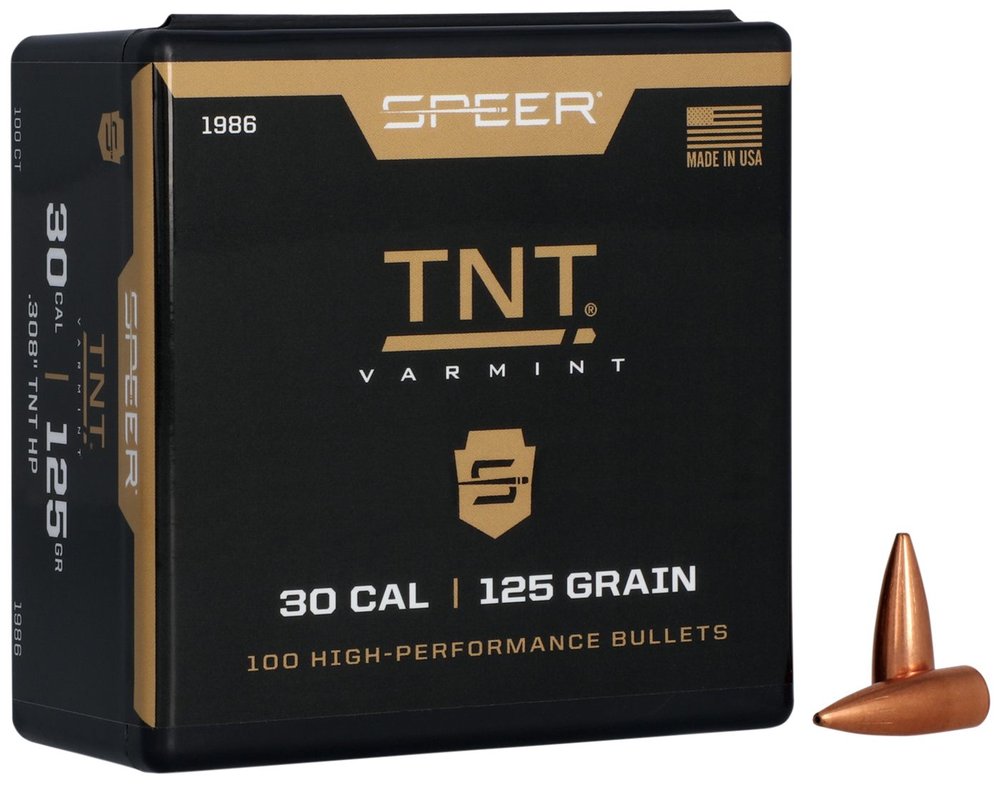 Speer 1986 TNT 30 Cal 125gr Jacketed Hollow Point 100 Per Box/5 Case