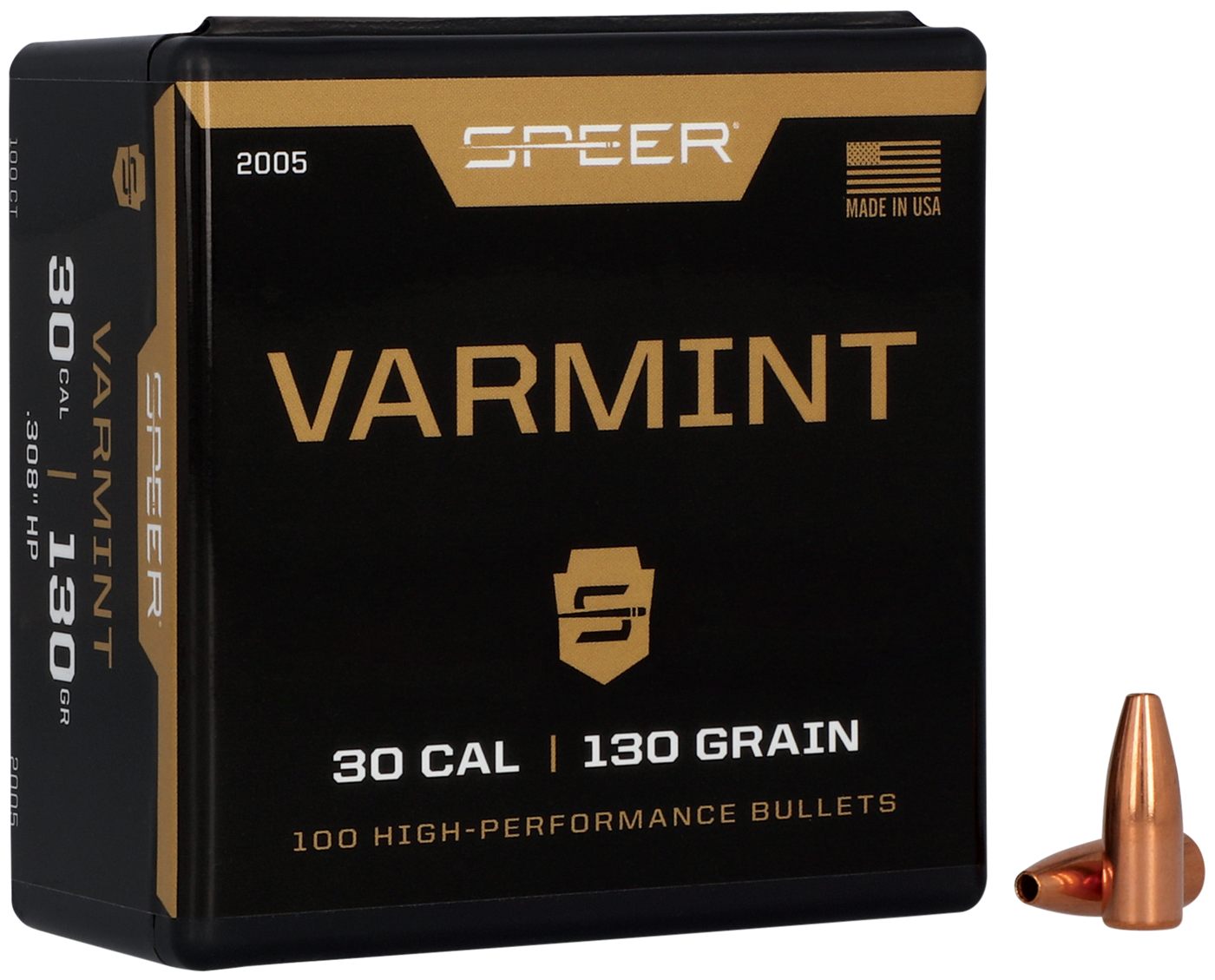 Speer 2005 Varmint 30 Cal 130gr Jacketed Hollow Point 100 Per Box/5 Case