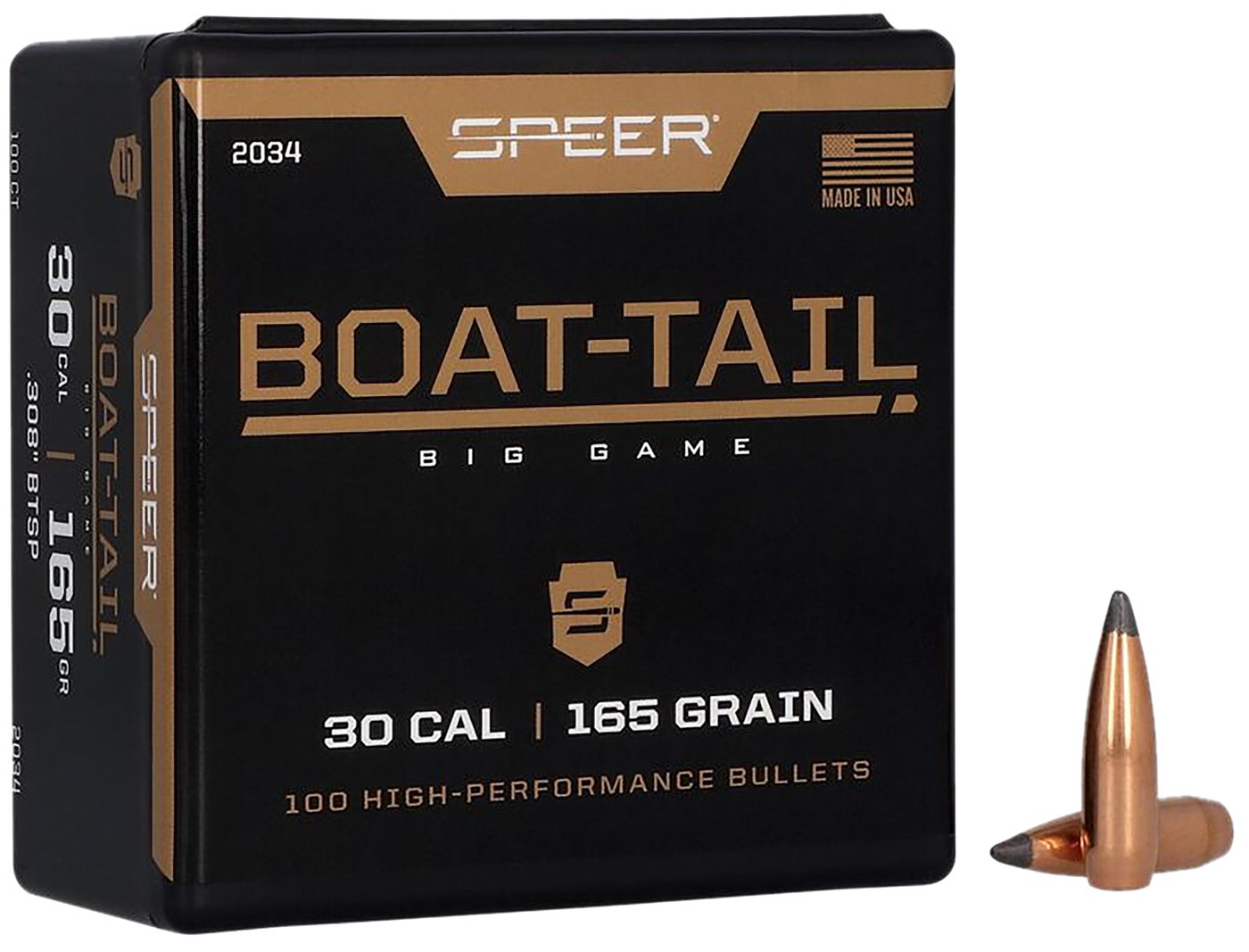 Speer Boat Tail Rifle Bullets .30 cal .308in 165 gr Sbtsp 100/ct