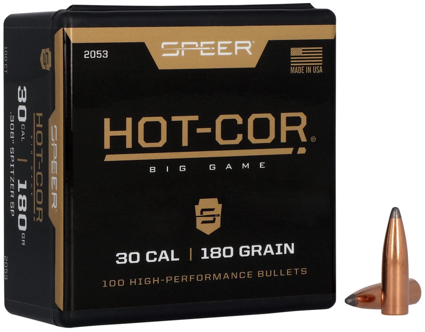 Speer 2053 Hot-Cor 30 Cal 180gr Spitzer Soft Point 100 Per Box/5 Case