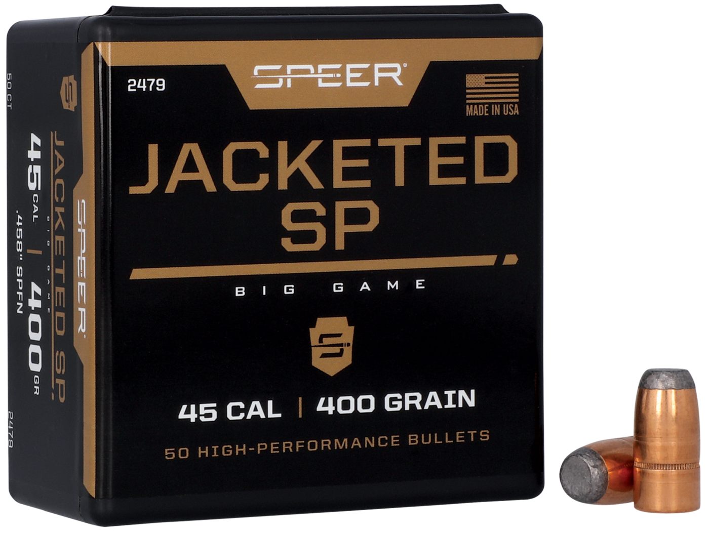 Speer Soft Point Flat Nose Rifle .45 cal .458in 400 gr Spfn Bullets 50/ct