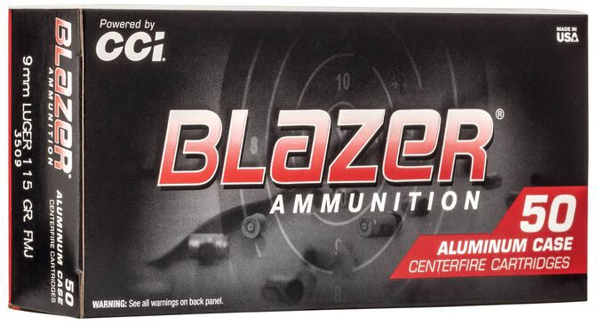 CCI Blazer Aluminum Handgun Ammunition 9mm Luger 115 gr. FMJ 1145 fps 50/ct view 2