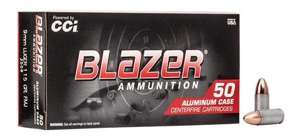CCI Blazer Aluminum Handgun Ammunition 9mm Luger 115 gr. FMJ 1145 fps 50/ct view 3
