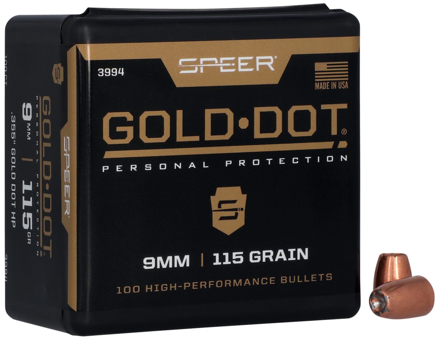 Speer 3994 Gold Dot Personal Protection 9mm 115gr Hollow Point 100 Box/5 Ca