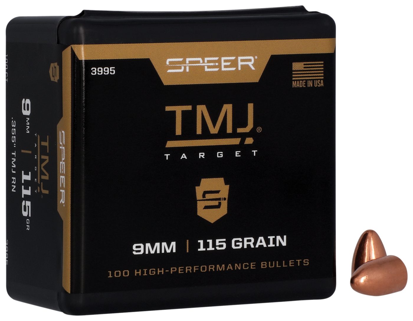 Speer TMJ Handgun Plinking Bullets 9mm Luger .355in 115 gr 100/ct