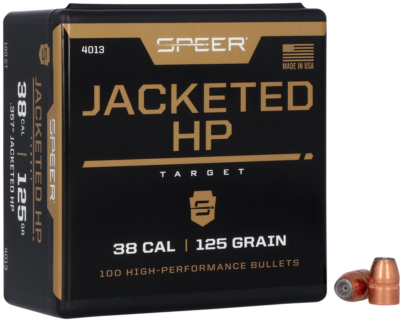Speer 4013 Handgun 38 Cal 125gr Jacketed Hollow Point 100 Per Box/5 Case