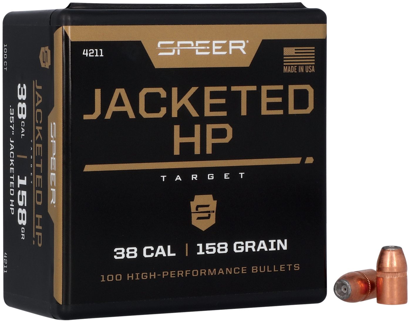 Speer 4211 Handgun 38 Cal 158gr Jacketed Hollow Point 100 Per Box/5 Case