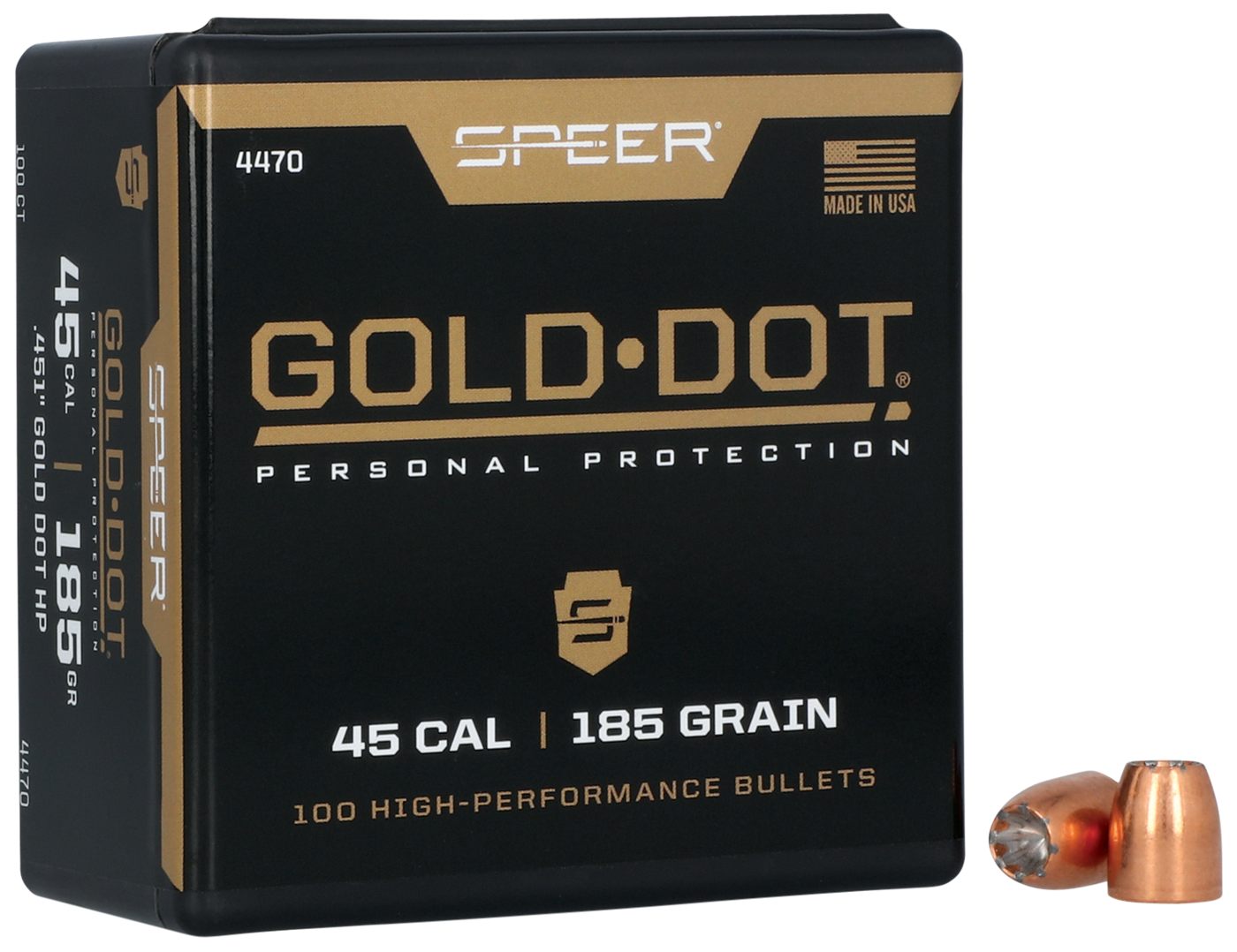 Speer Gold Dot Personal Protection Handgun Bullets .45 Auto .451in 185 gr G