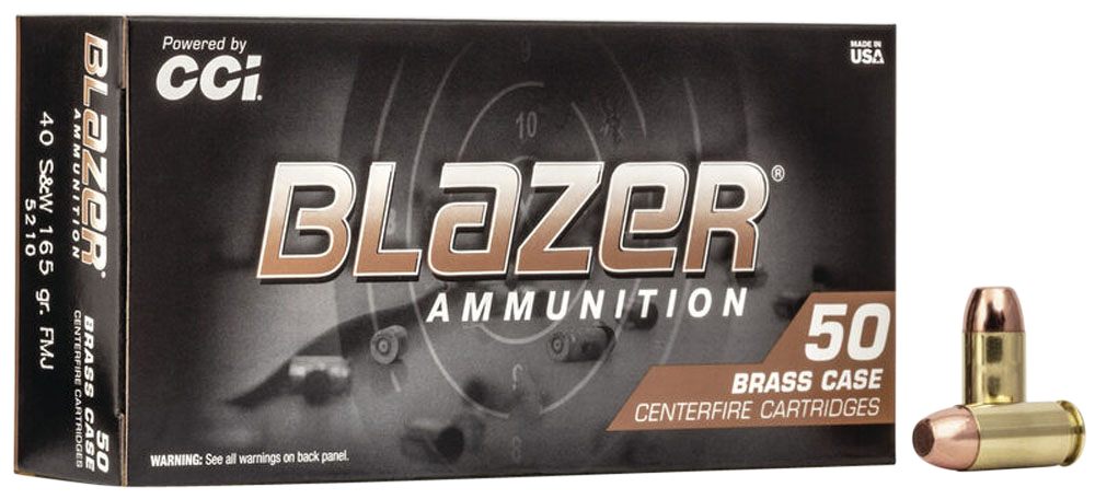 Blazer Ammunition CCI 5210 Brass Handgun 40S W 165gr Full Metal Jacket 50 P