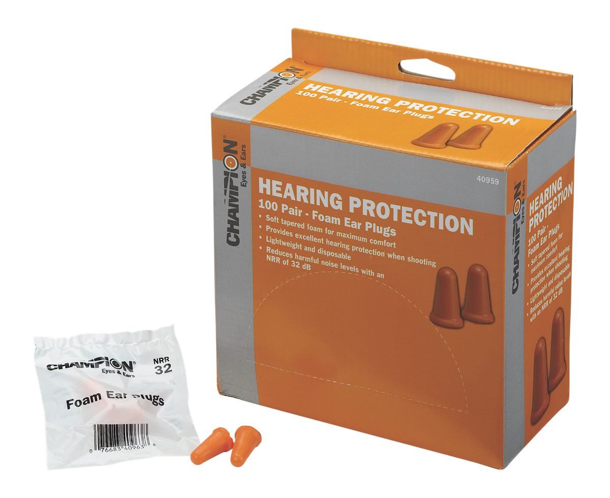 Champion Traps and Targets, Ear Plugs, 100 Pair, Foam, Orange (40959)