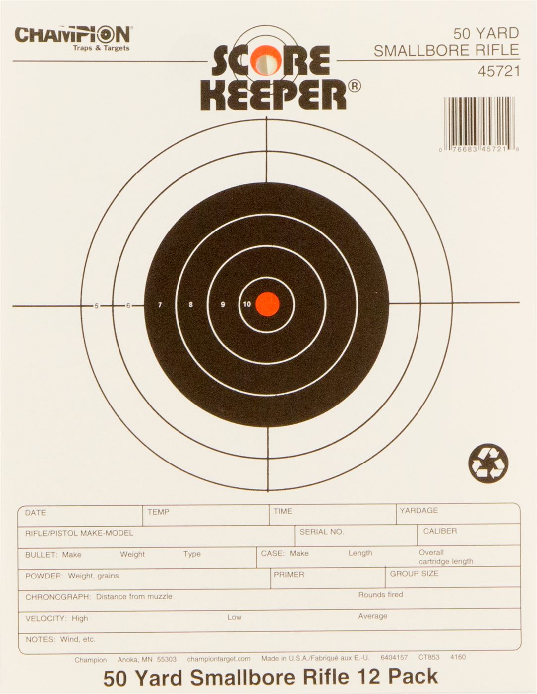 Champion Score Keeper Fluorescent Orange Bull 50-Yard Small Bore Notebook T