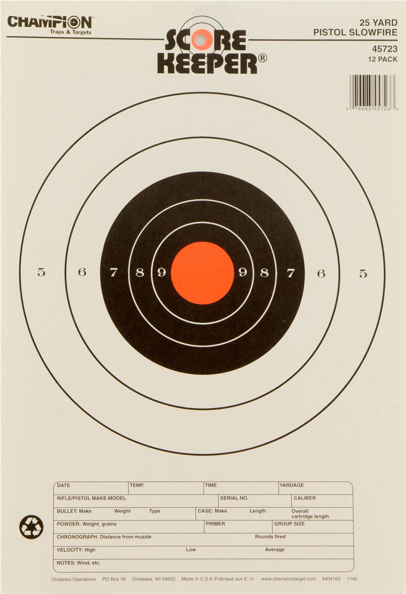 Champion Traps and Targets Score Keeper Fluorescent Orange Bull 25-yard Slo