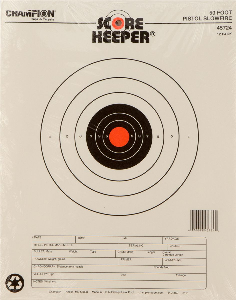 Champion Traps and Targets Score Keeper Fluorescent Orange Bull 50-Feet Slo
