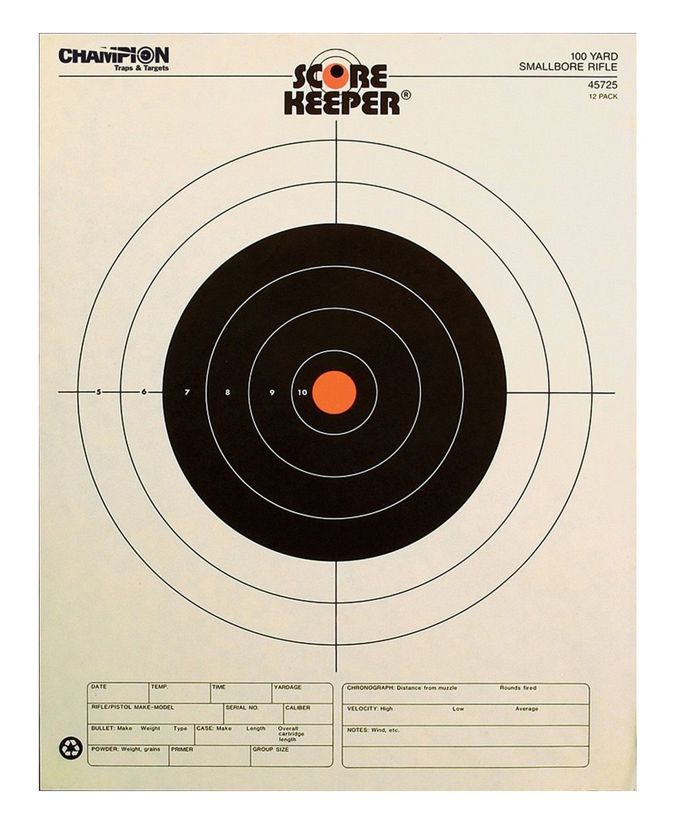 Champion Score Keeper Fluorescent Orange and Black Bull Targets 100 yd. Sma