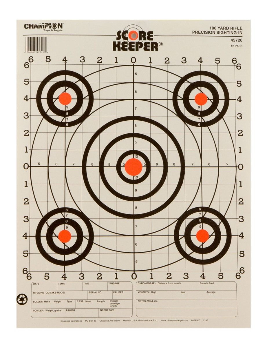 Champion Range and Target Score Keeper Fluorescent Orange Bull 100-yard Sig