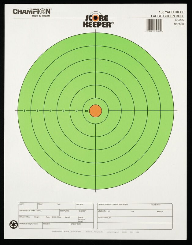 Champion Traps and Targets Large Green Bullseye 100 Yards (Per 12), Orange/ view 2