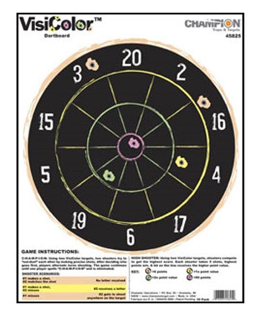 Champion VisiColor High-Visibility Paper Targets, Dartboard - 10pk view 2