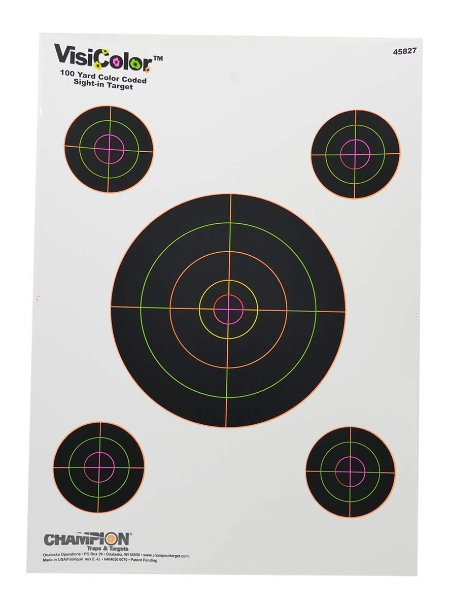 Champion Traps and Targets VisiColor Sight-In with 4 Extra Bulls (Pack of 1