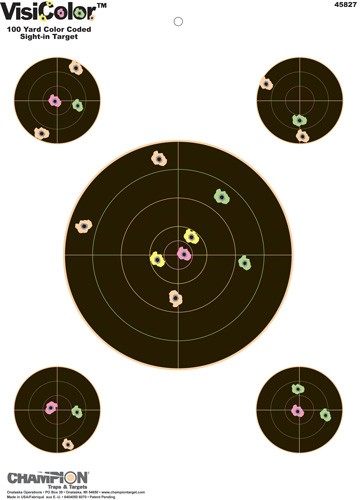 Champion Traps and Targets VisiColor Sight-In with 4 Extra Bulls (Pack of 1 view 2