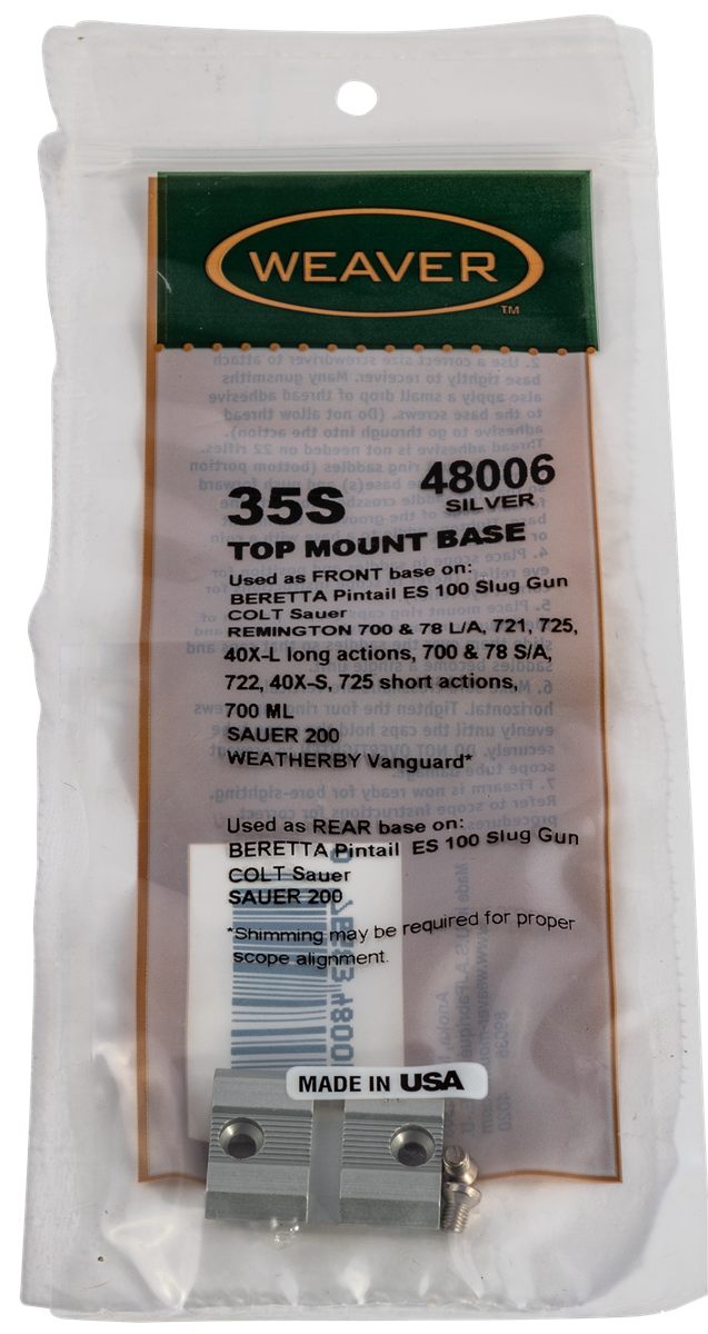 Weaver 48006 Detachable Top Mount Base, 35S, Silver