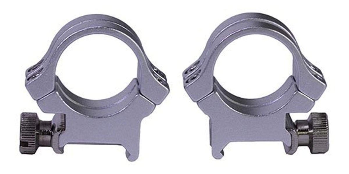 Weaver 1in Ring Quad Lock High Silver, Clam view 2