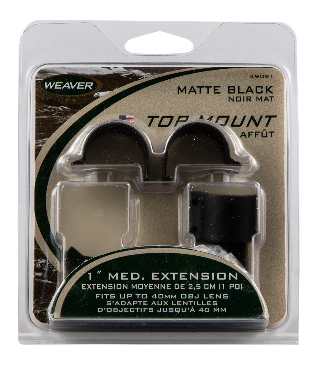Weaver Mounts 49091 Detachable Top Extension Rings Matte Black 1in Medium