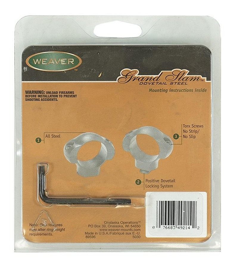 Weaver Grand Slam 1-Inch .22 High Style Rings (Nickel) view 3