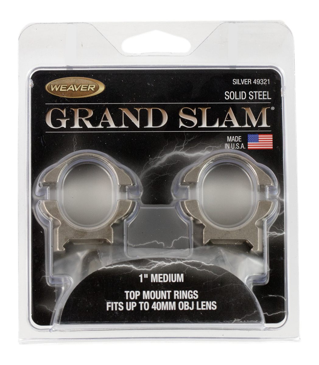 Weaver 49321 Grand Slam Steel Rings, 1in, Medium, Silver view 2