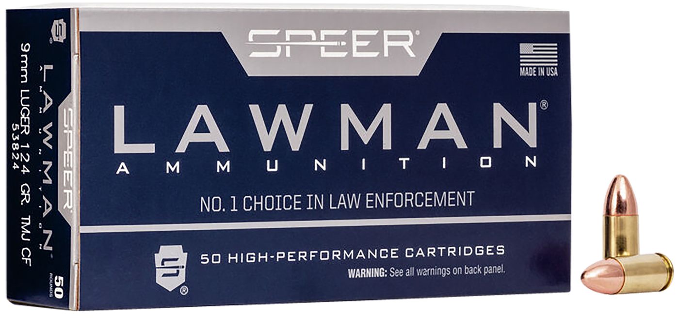 Speer 53824 Lawman Training Clean-Fire 9mmLuger 124gr Total Metal Jacket Ro