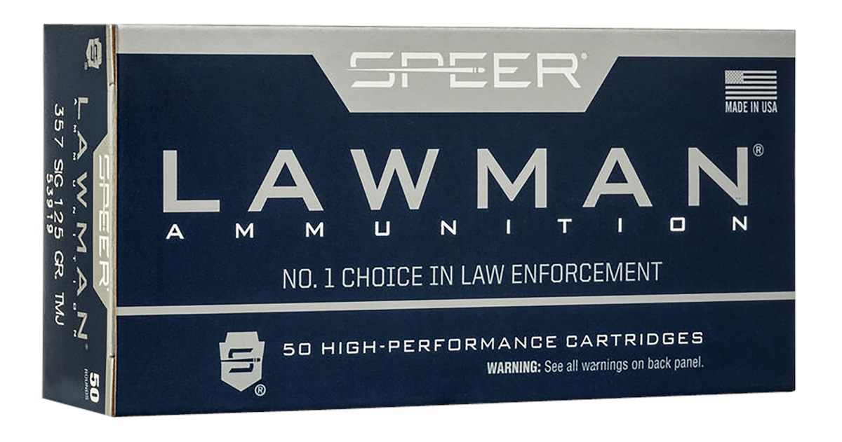 Speer 53919 Lawman 357 Sig 125gr Total Metal Jacket Flat Nose 50 Per Box/20