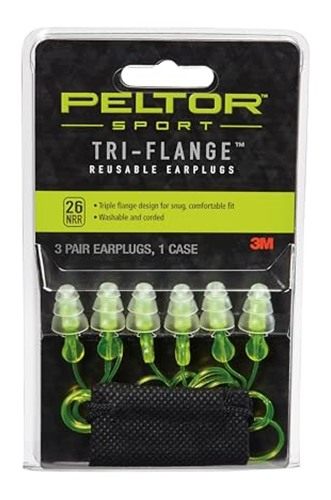 Peltor Sport Tri-Flange Corded Reusable Earplugs, 3 Pair, Noise Reduction R view 2