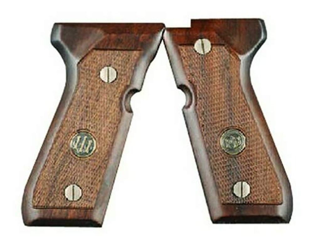 Beretta 92/96 Series Standard Wood Brown Gun Handles with Medallion