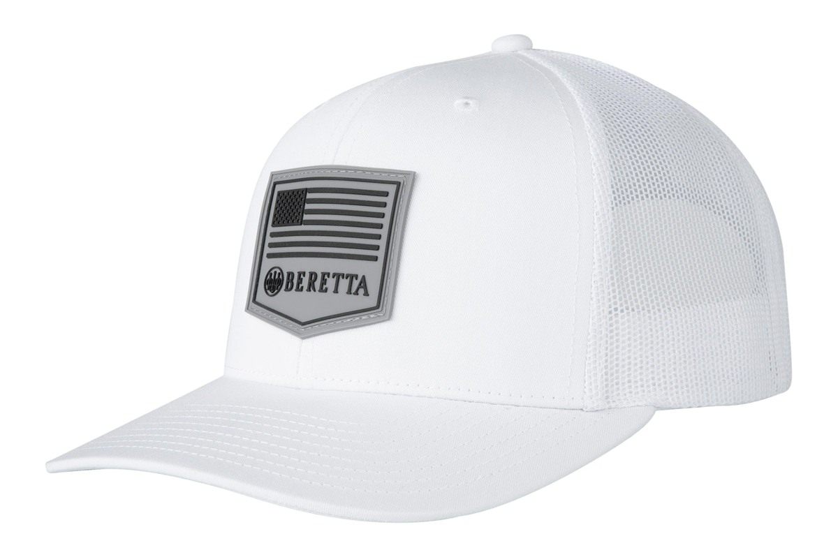 Beretta Men's PM Trucker White Breathable Lightweight Outdoor Casual Baseball Cap with Adjustable Snapback - One Size Fits Most