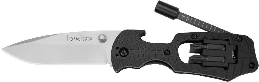 Kershaw Knives Select Fire Knife Plain Edge (4-pc Bit Set Ruler) Black Hang