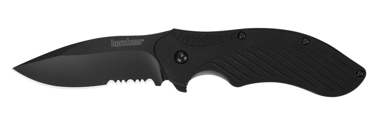 Kershaw 1605CKTST Clash 3.10in Folding Drop Point Part Serrated Black Oxide