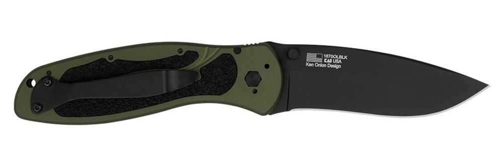Kershaw Knives Blur Knife Plain Edge Assisted Open-Olive Black (USA Made) B